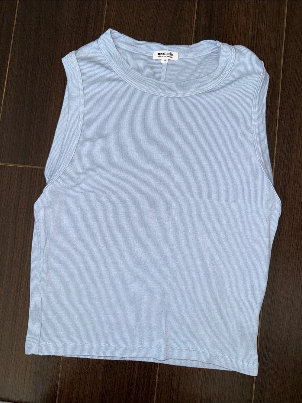 LA MADE Women's Light Blue Ribbed Tank Top - Picture 5 of 6